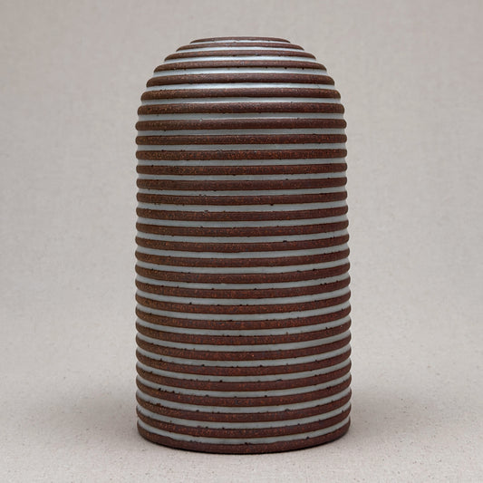 Large White Stripe Round Top Vase