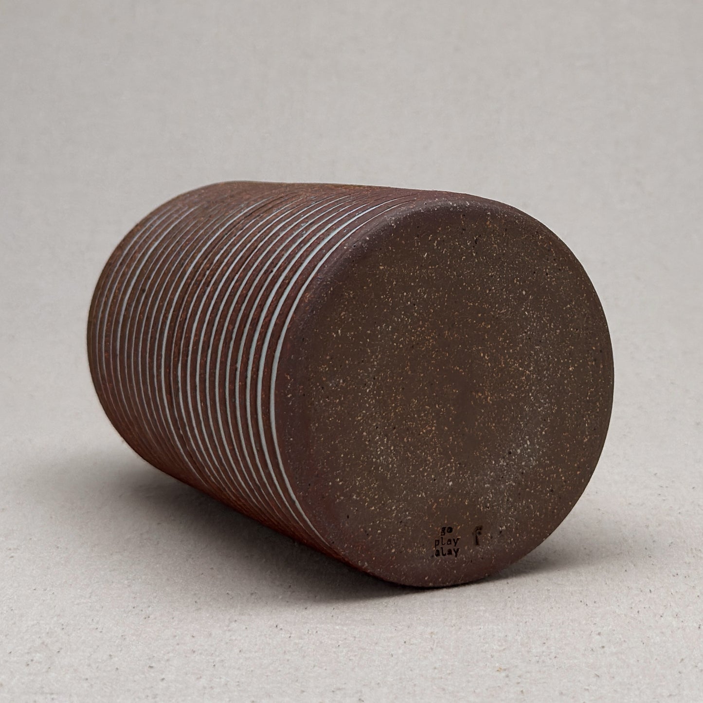 Large White Stripe Round Top Vase