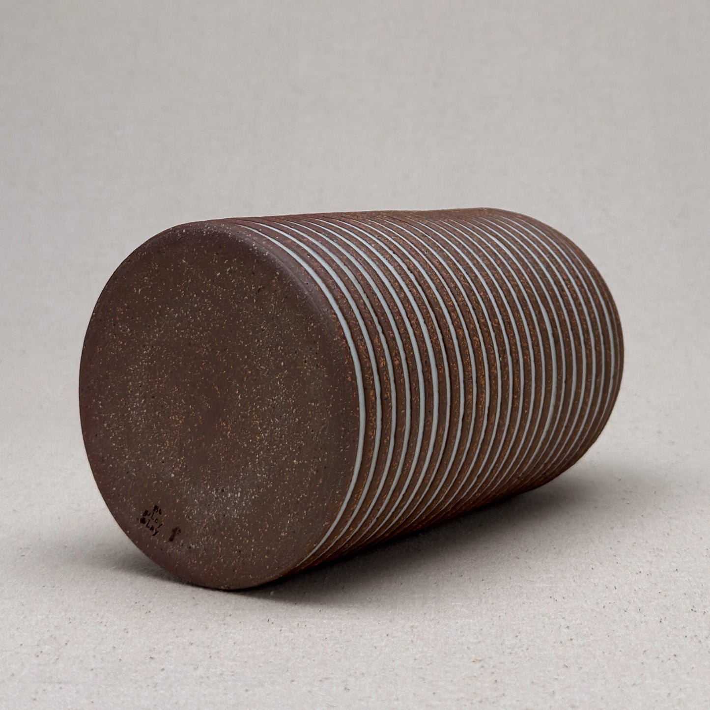 Large White Stripe Round Top Vase