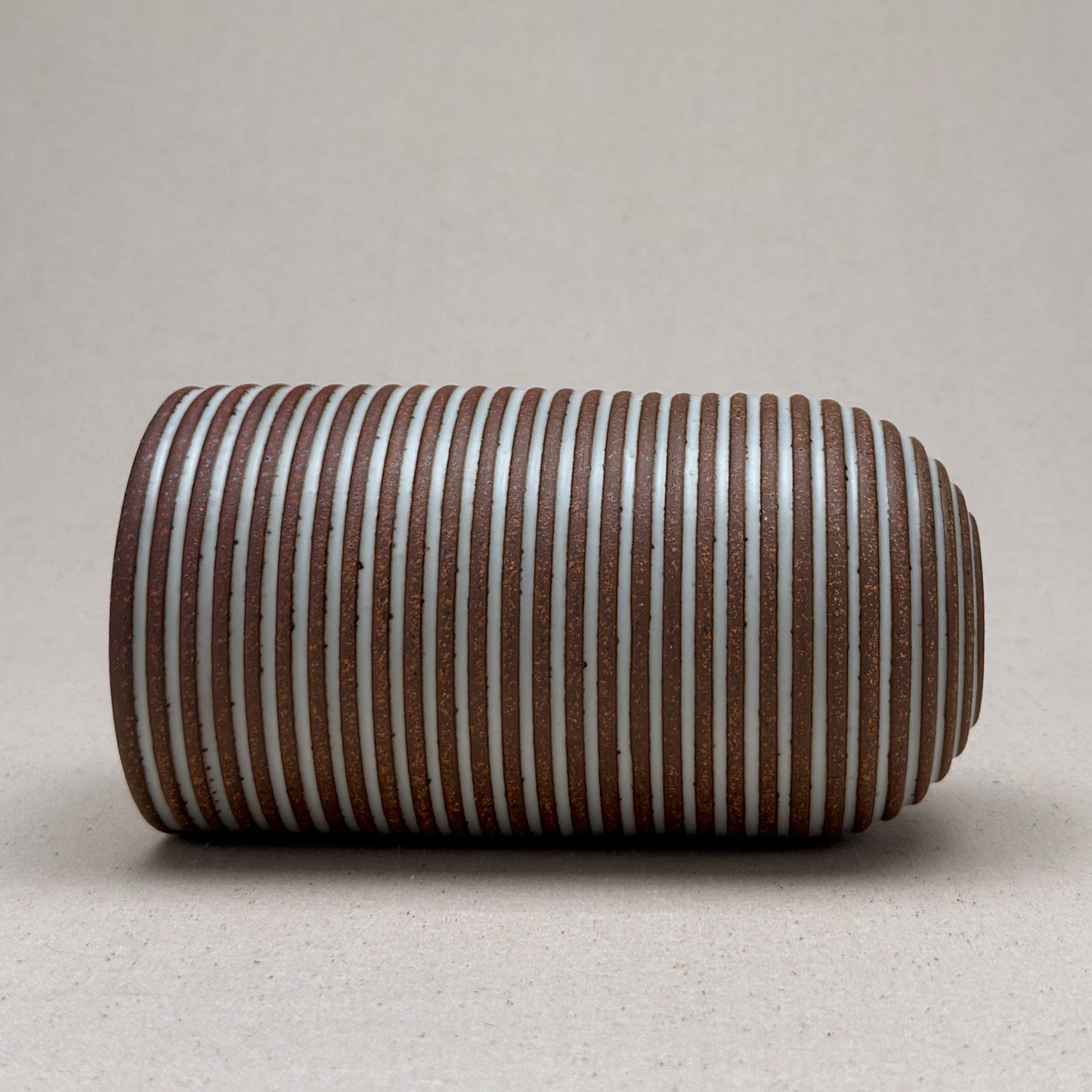 Large White Stripe Round Top Vase