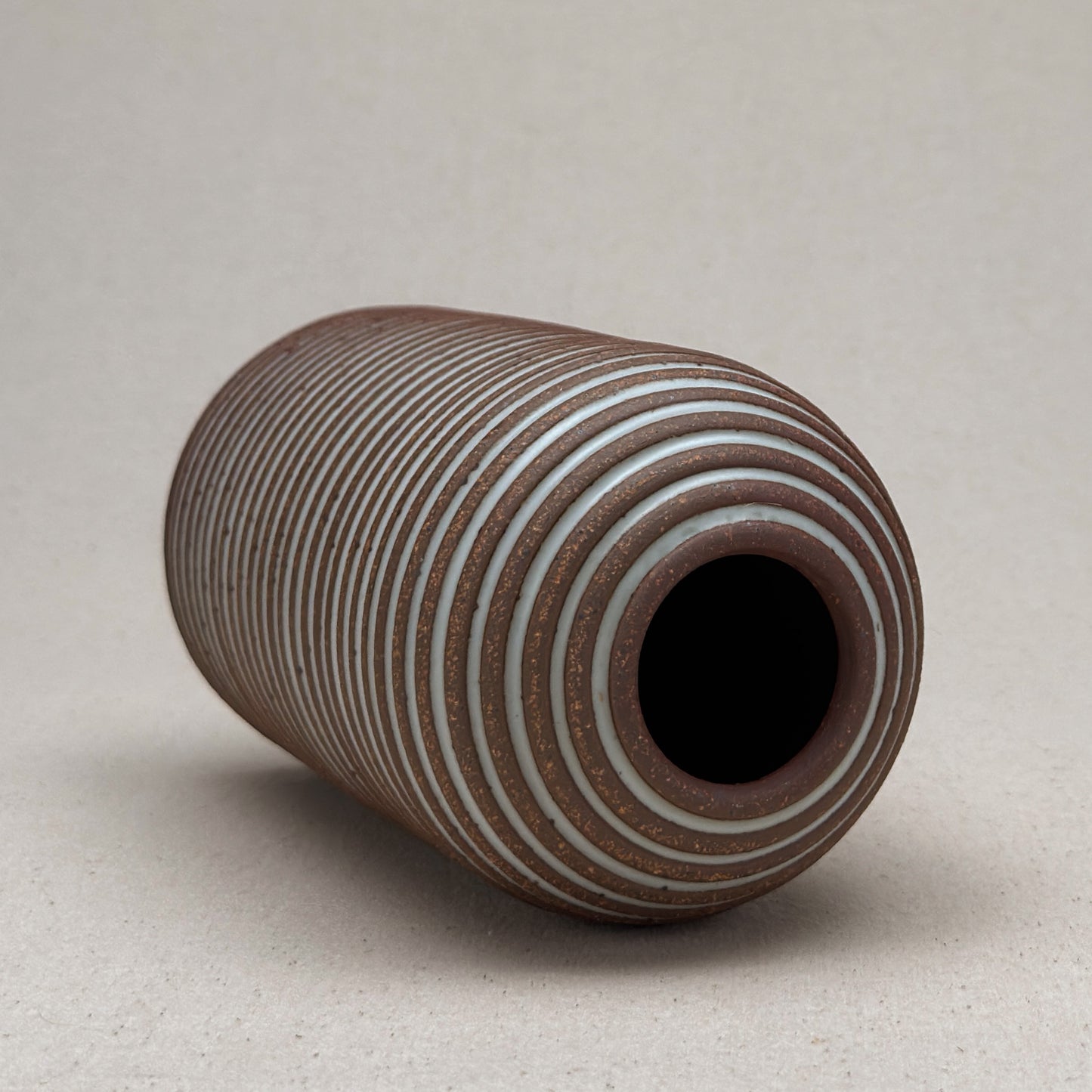 Large White Stripe Round Top Vase