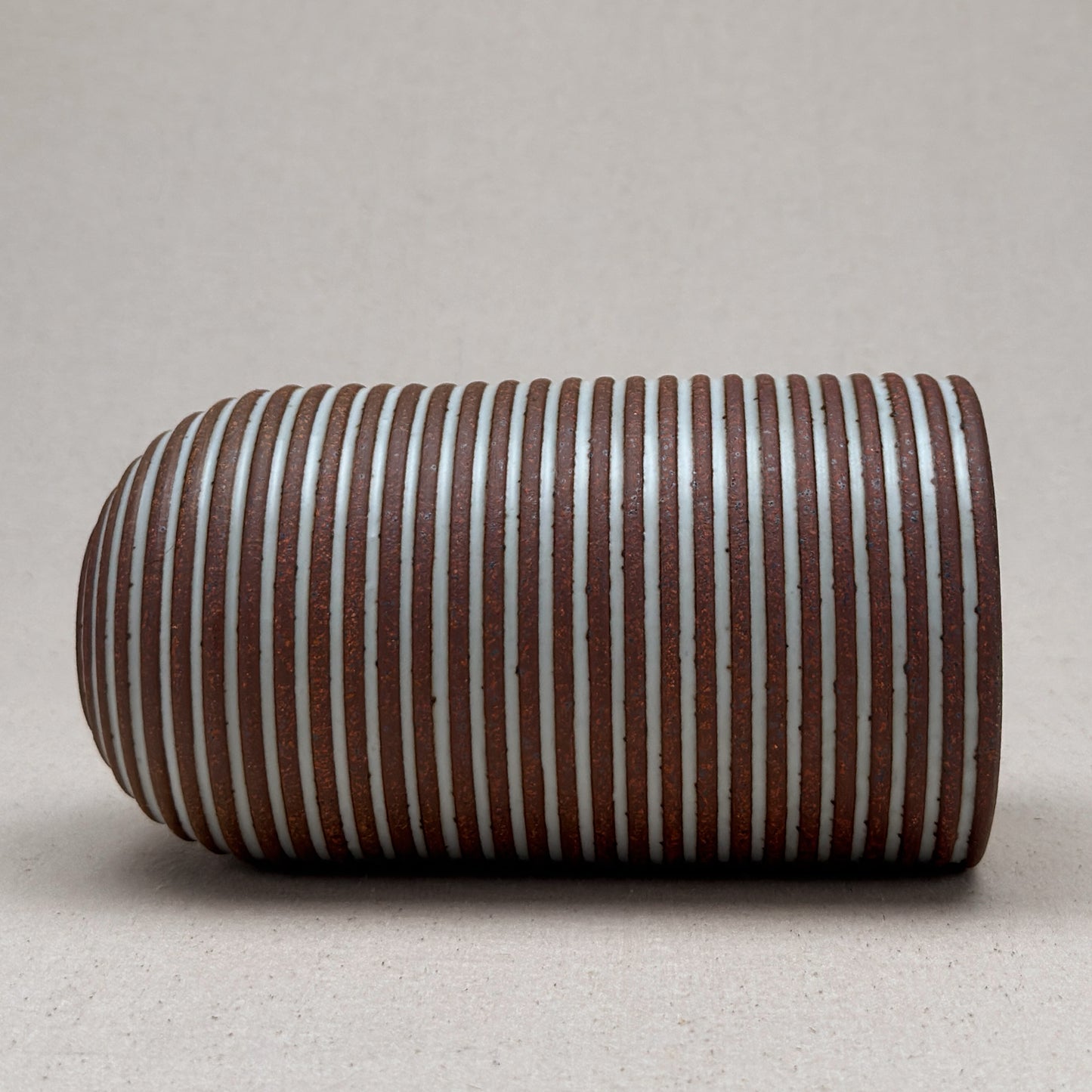 Large White Stripe Round Top Vase