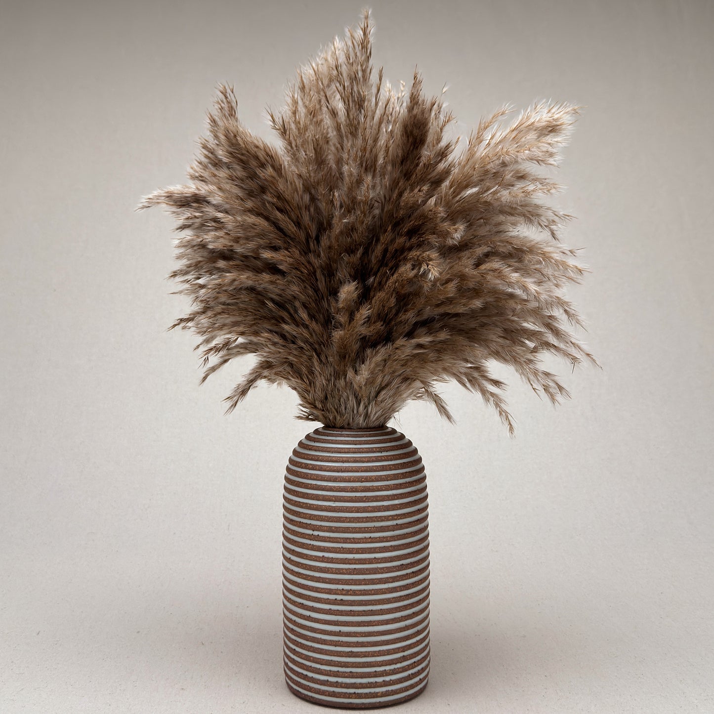Large White Stripe Round Top Vase