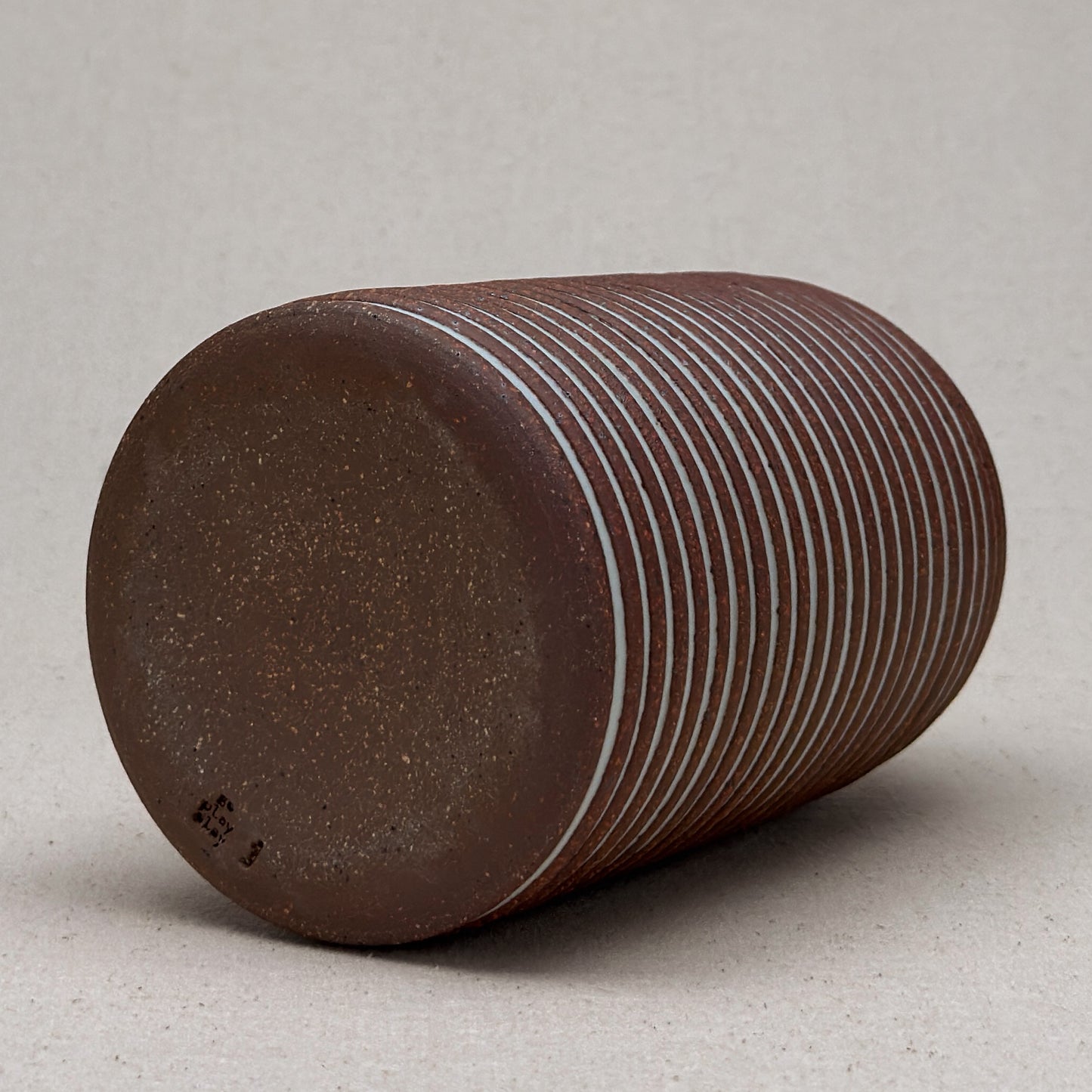 Large White Stripe Round Top Vase