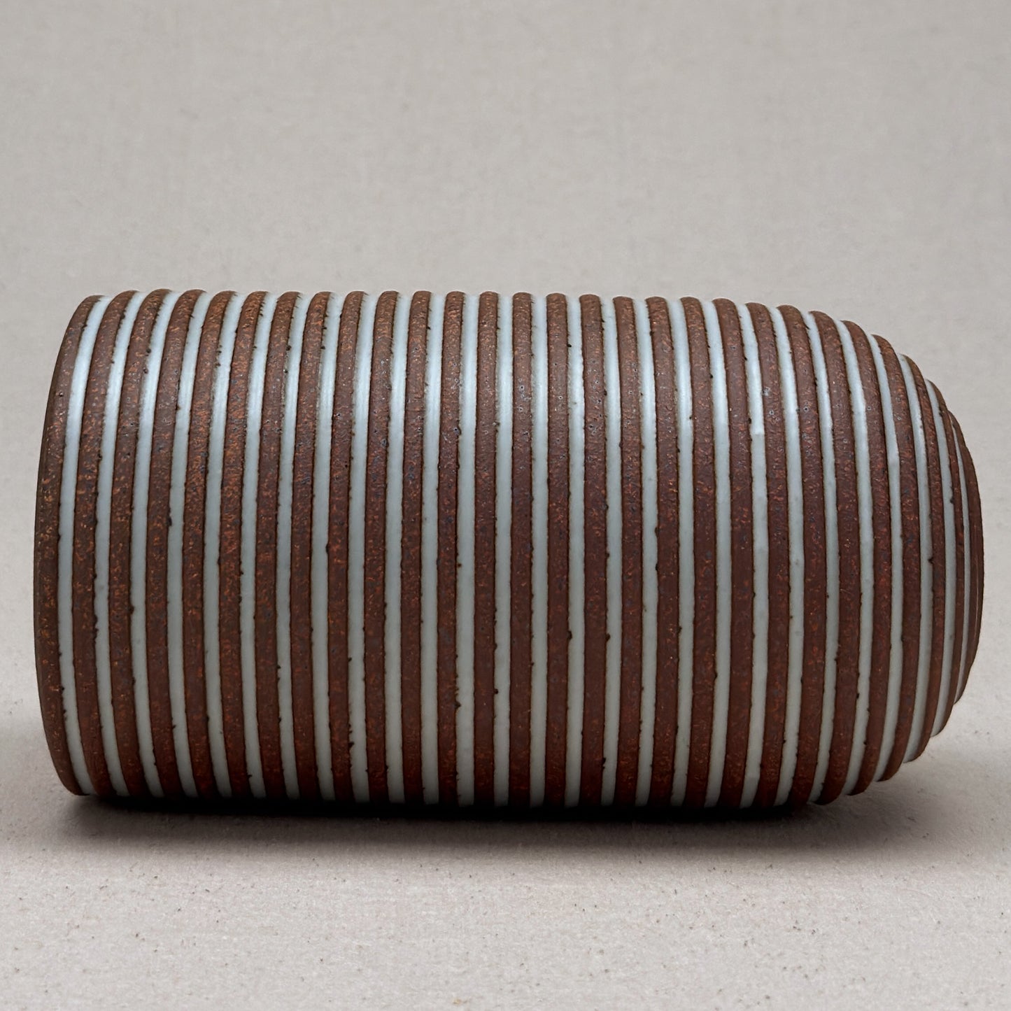 Large White Stripe Round Top Vase