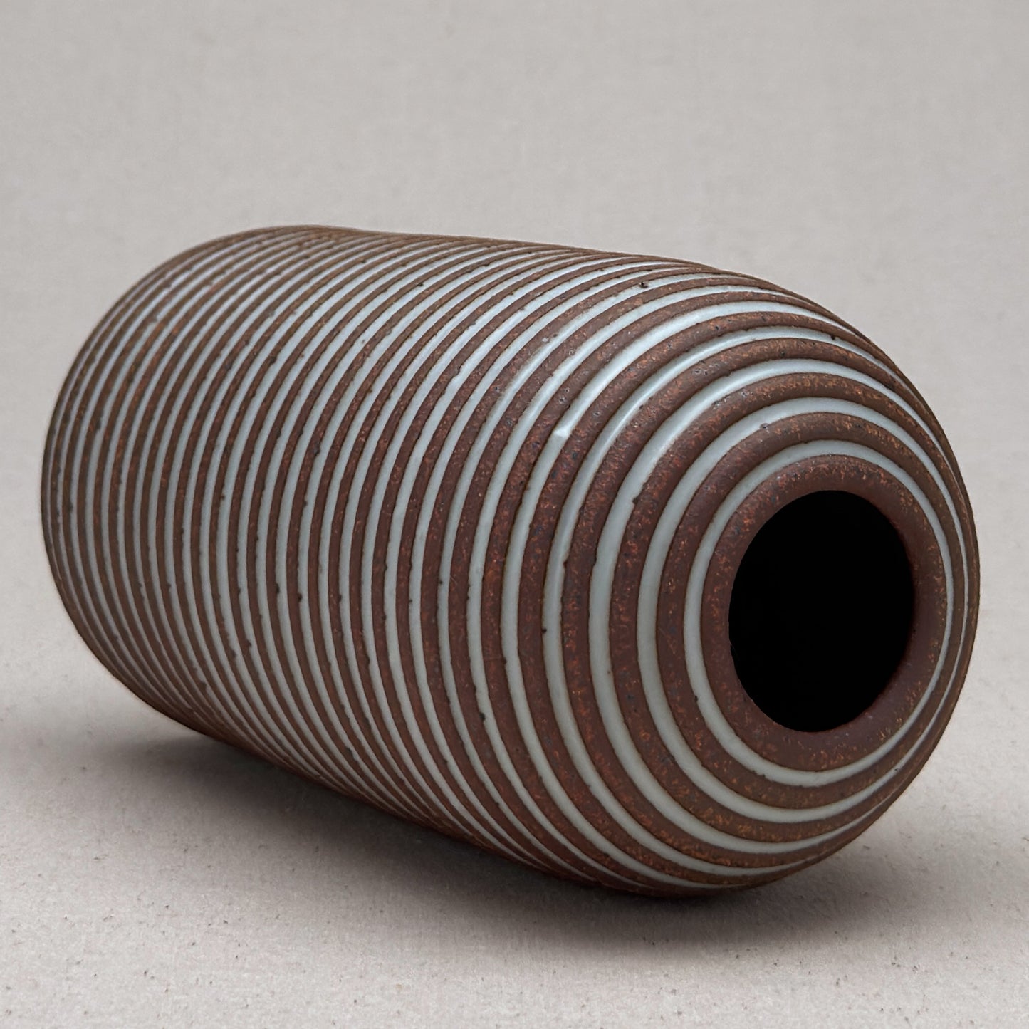 Large White Stripe Round Top Vase