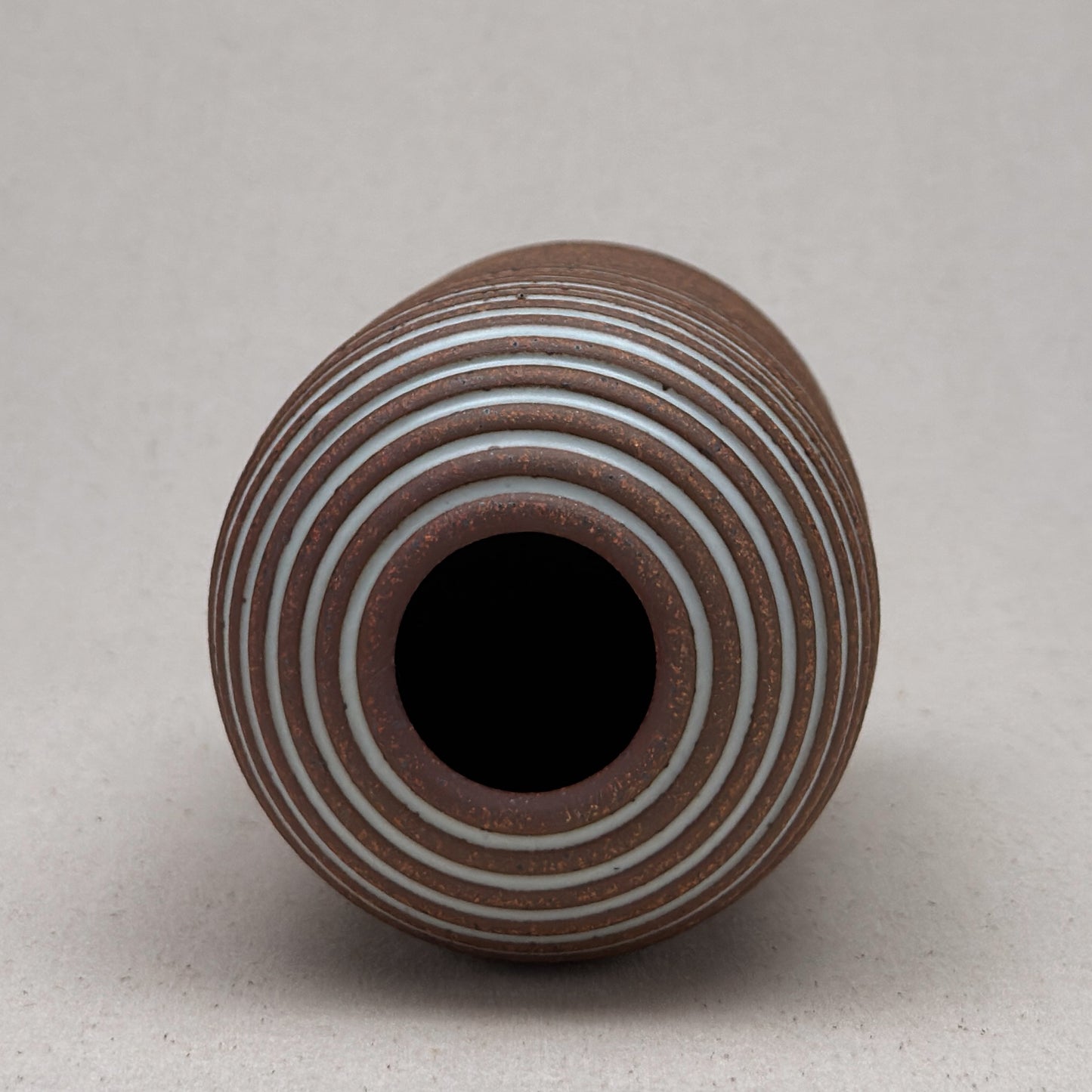 Large White Stripe Round Top Vase