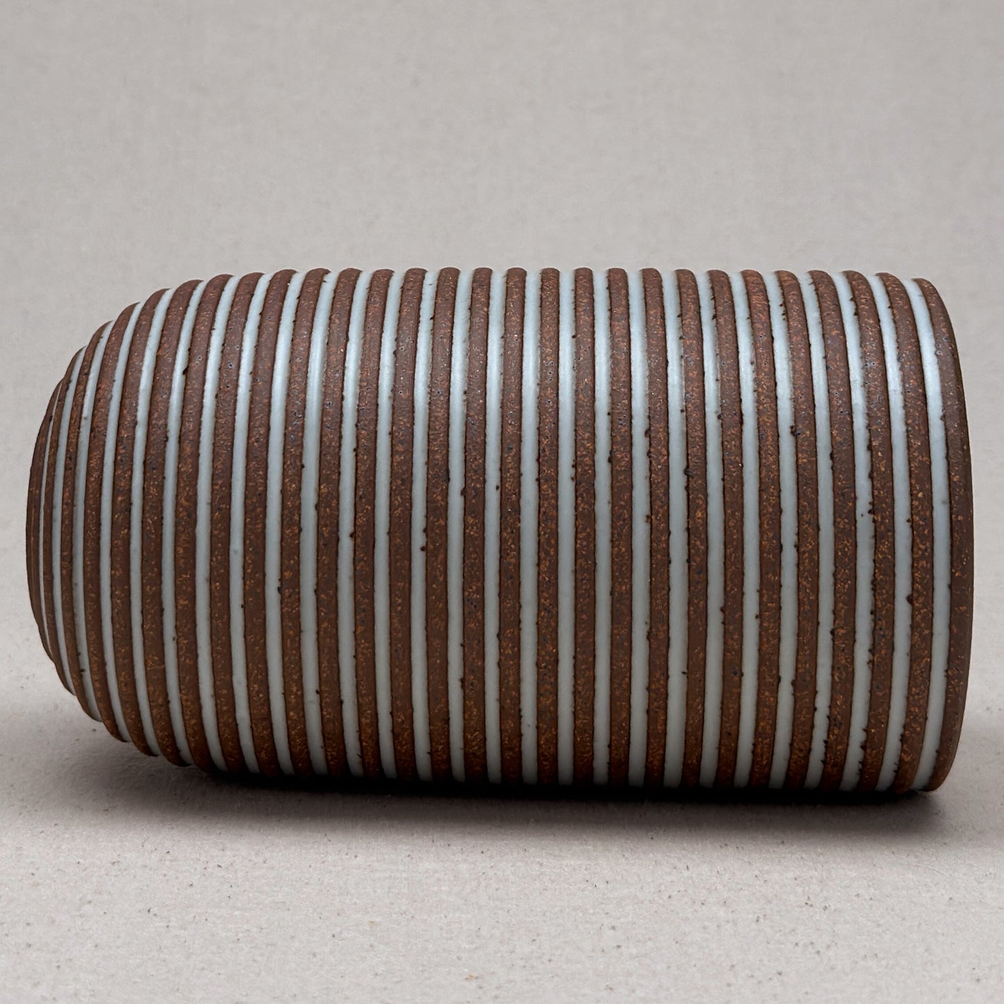 Large White Stripe Round Top Vase