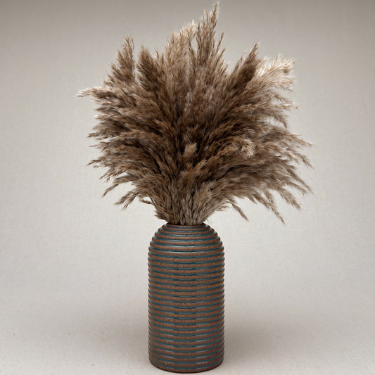 Large Blue Stripe Round Top Vase