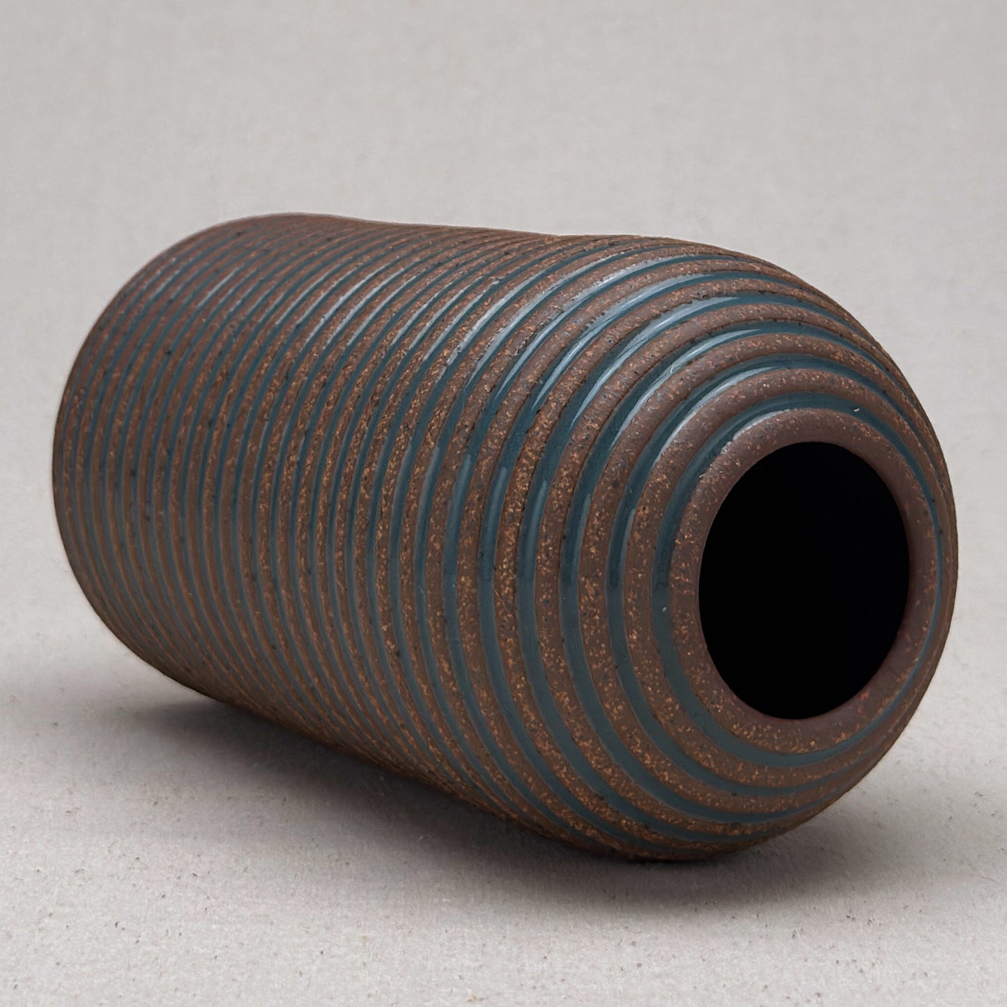 Large Blue Stripe Round Top Vase