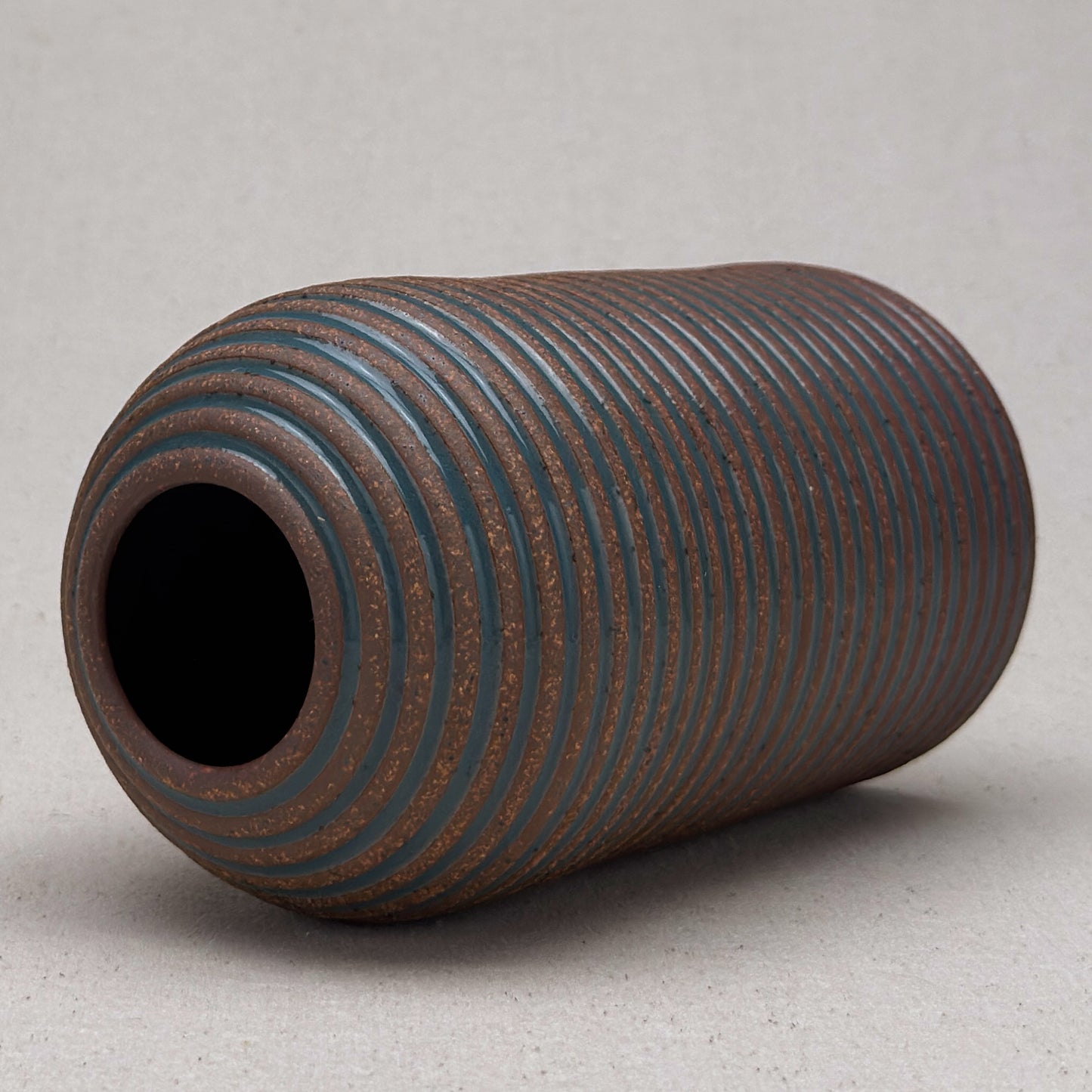 Large Blue Stripe Round Top Vase
