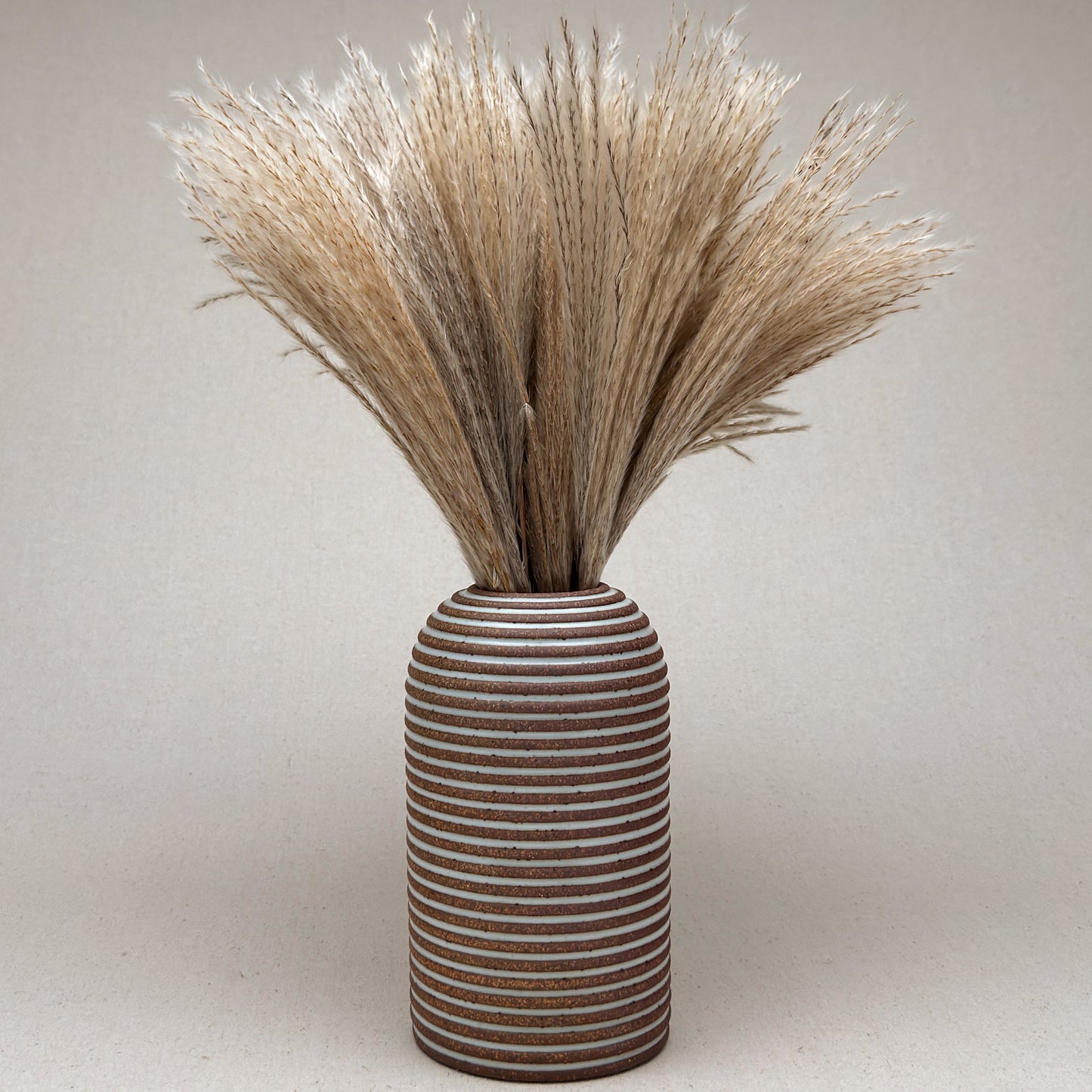 Large White Stripe Round Top Vase