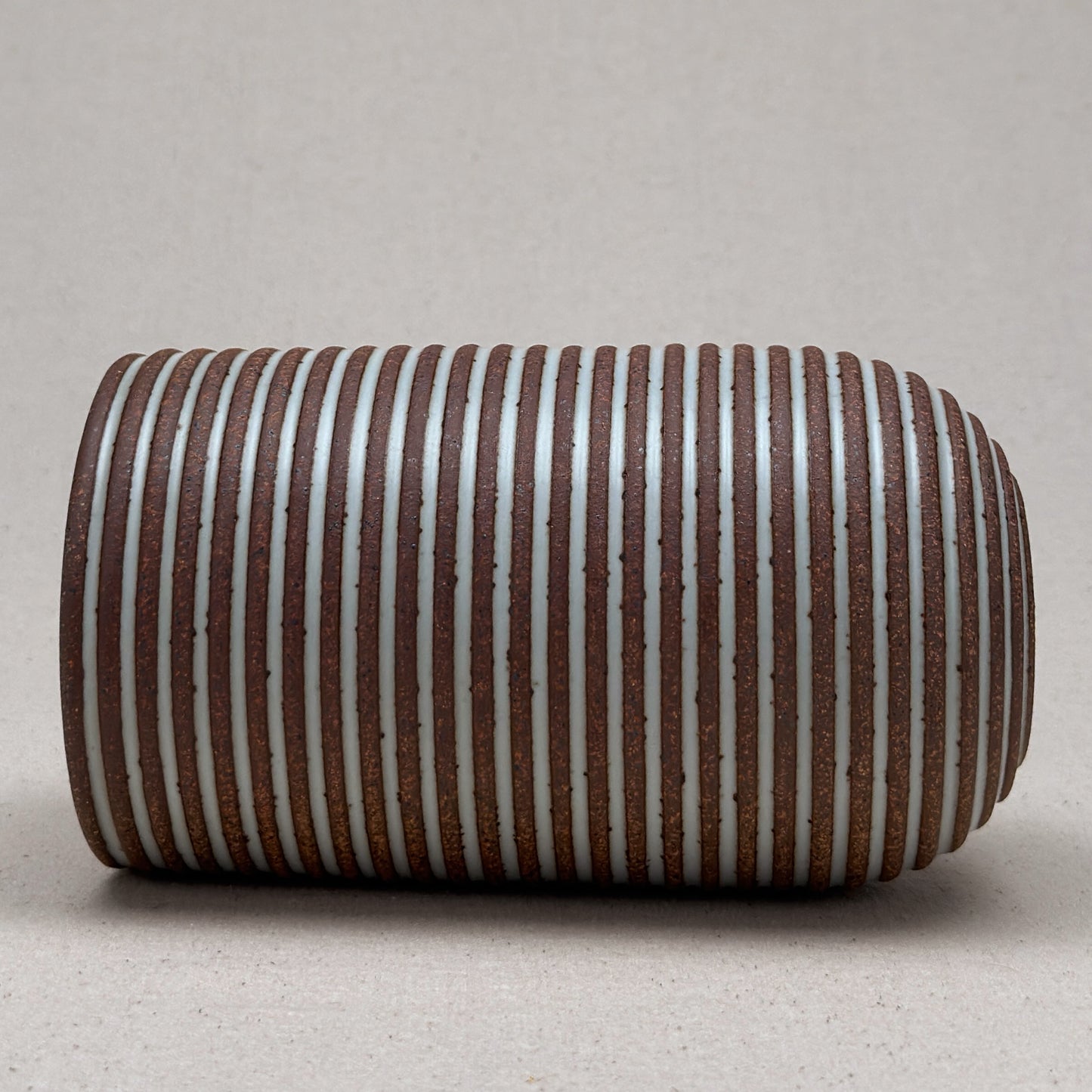 Large White Stripe Round Top Vase