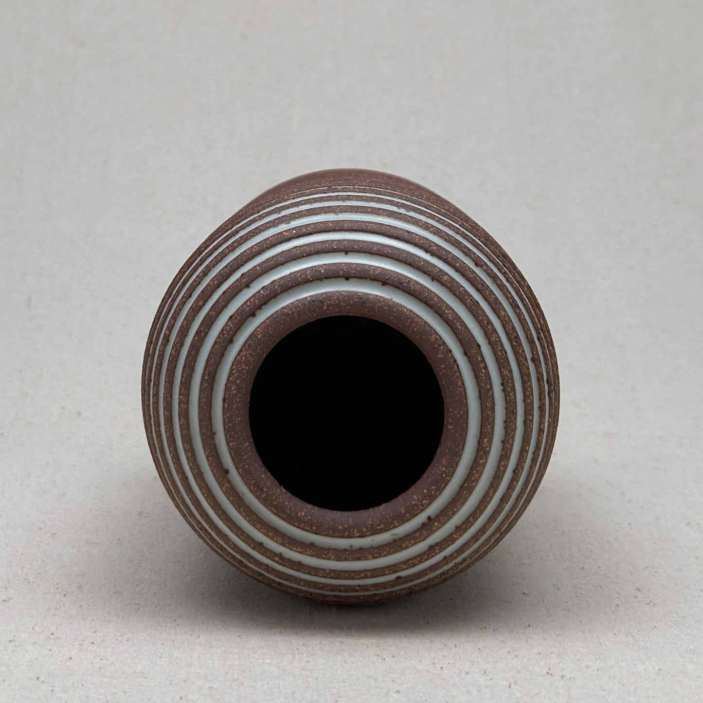 Large White Stripe Round Top Vase
