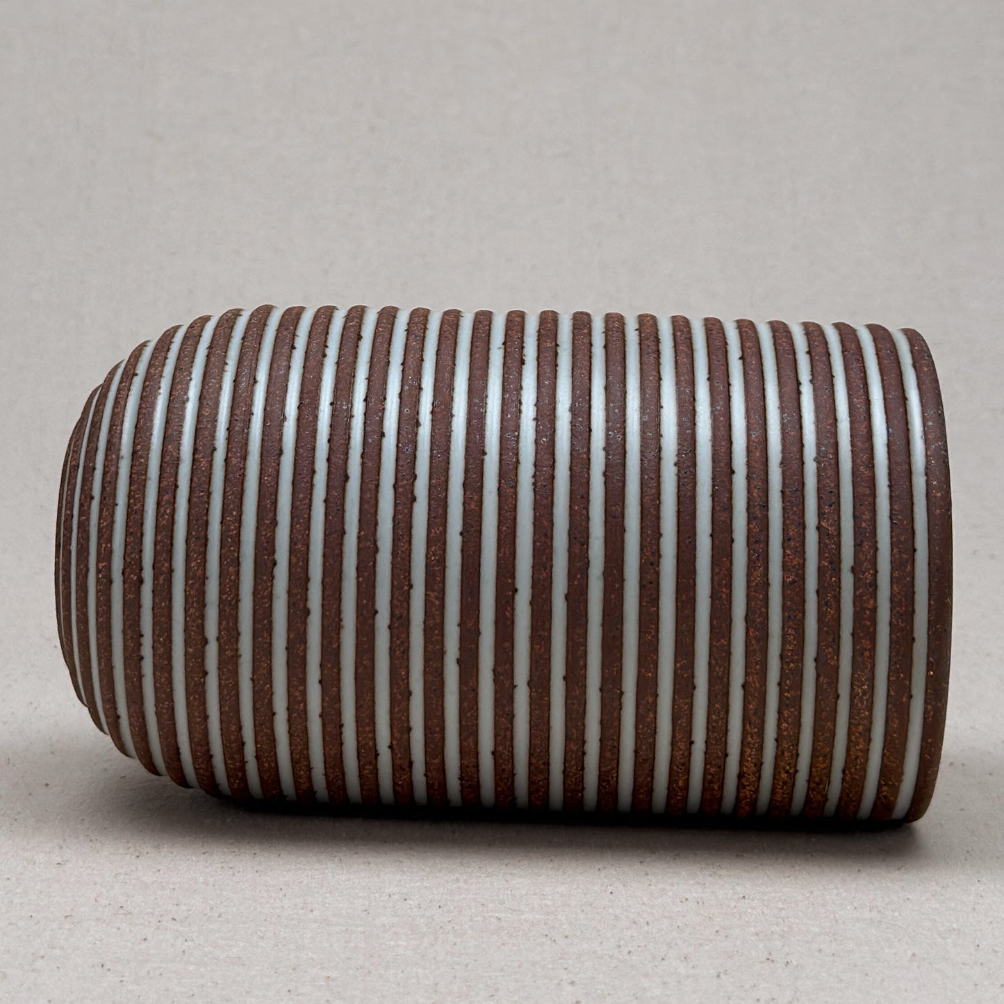 Large White Stripe Round Top Vase