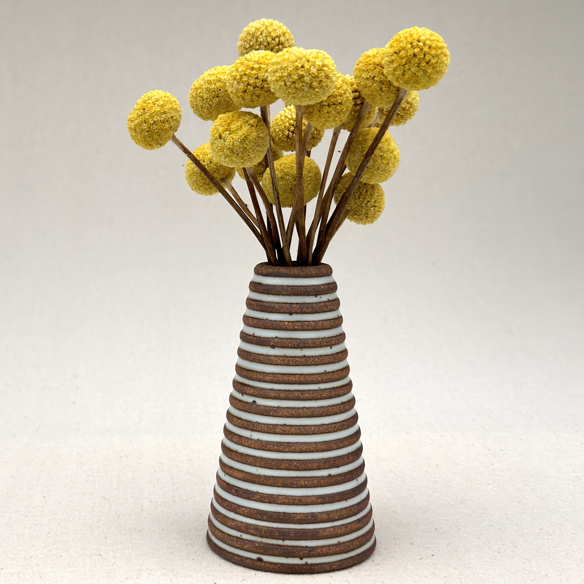 Small White Stripe Cone Vase