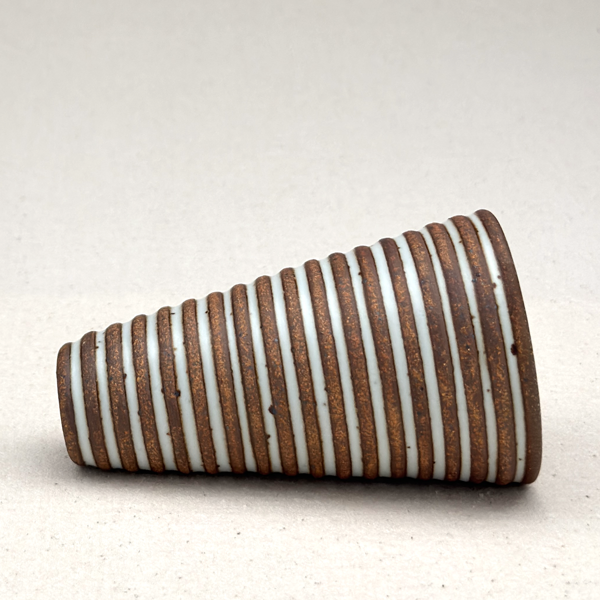 Small White Stripe Cone Vase