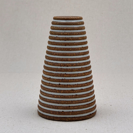Medium White Stripe Cone Vase