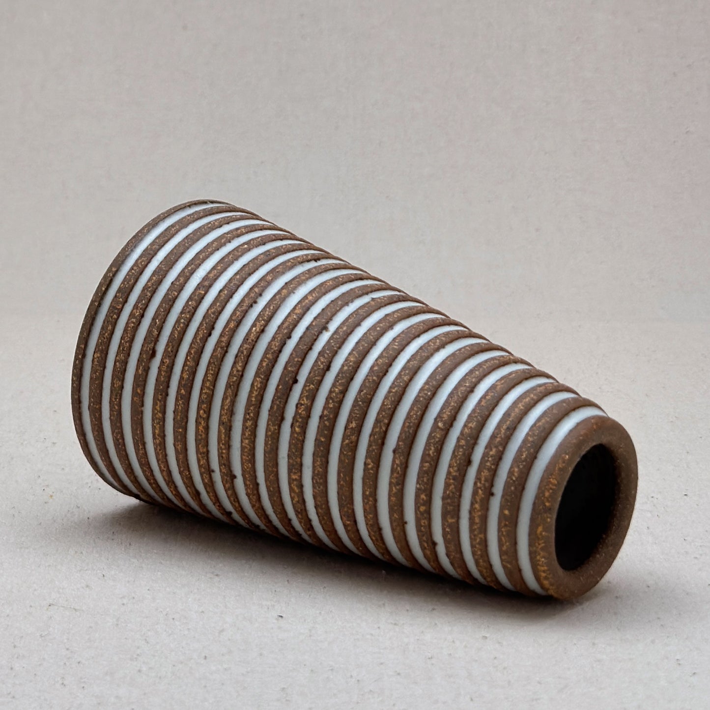 Medium White Stripe Conical Vase