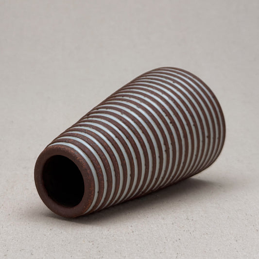 Medium White Stripe Cone Vase