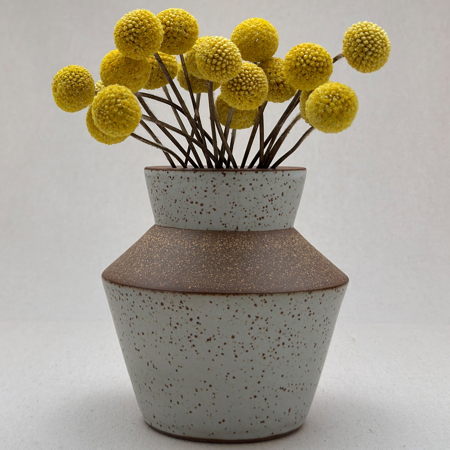 Medium Speckled White Angular Vase