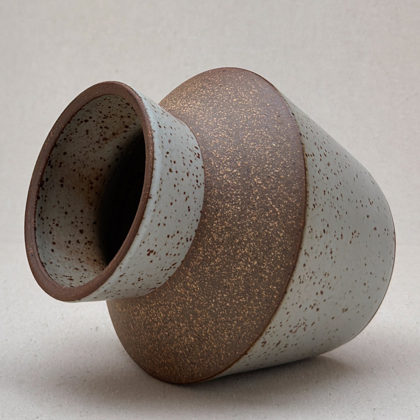 Medium Speckled White Angular Vase