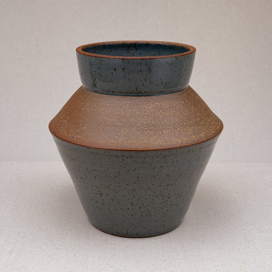 Large Speckled Blue Angular Vase