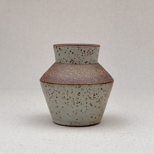 Small Speckled White Angular Vase