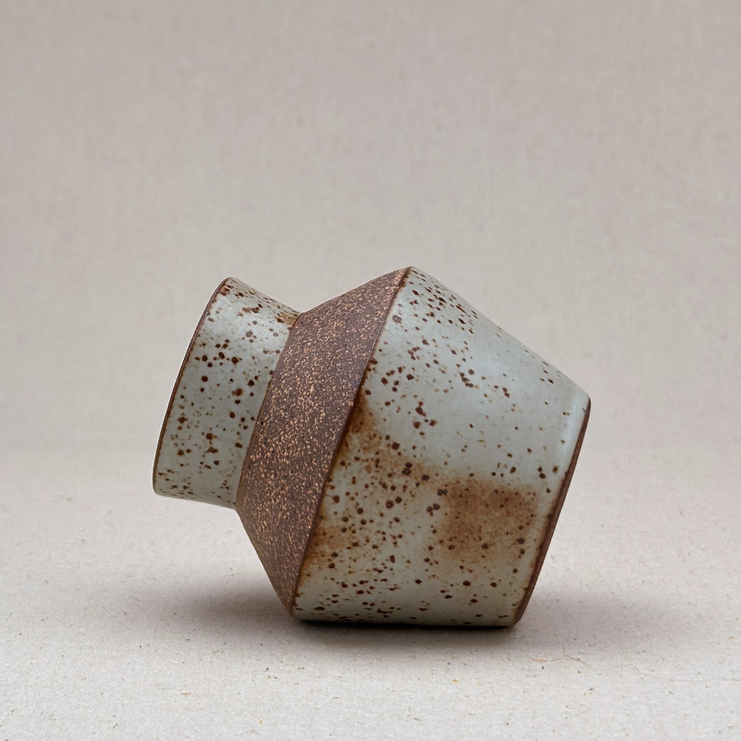 Small Speckled White Angular Vase