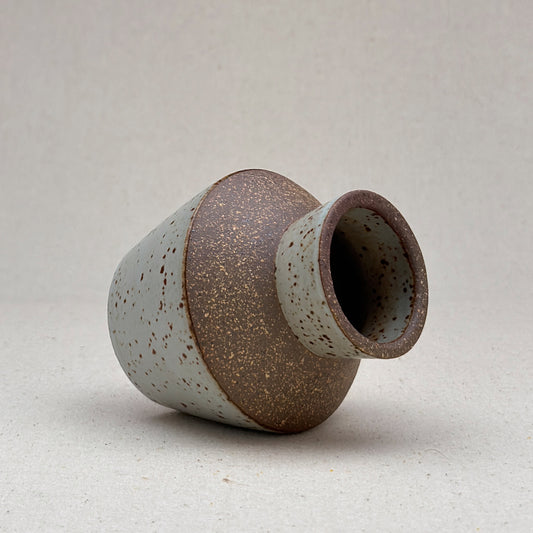 Small Speckled White Angular Vase