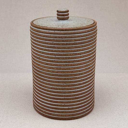 Large White Stripe Lidded Jar