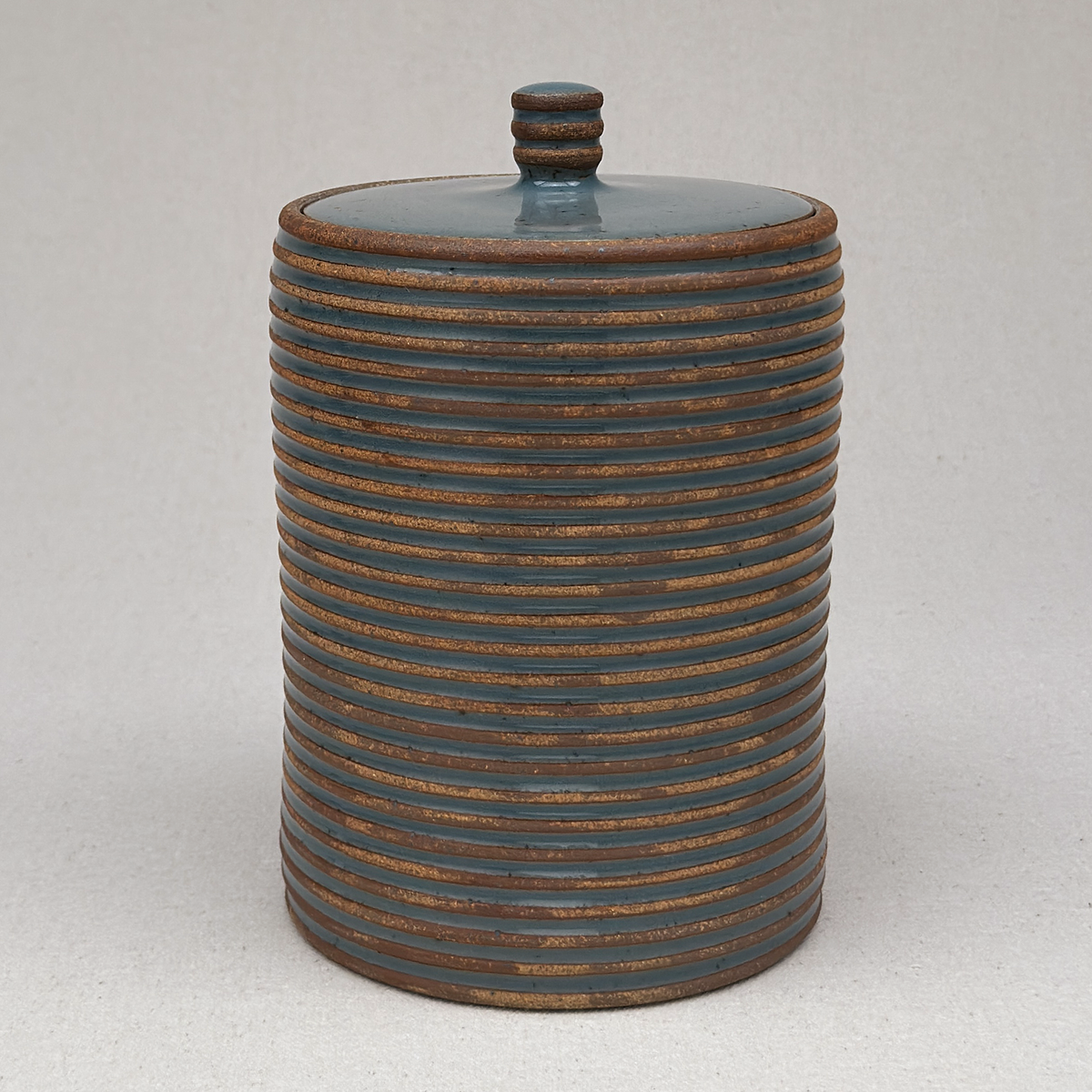 Large Blue Stripe Lidded Jar