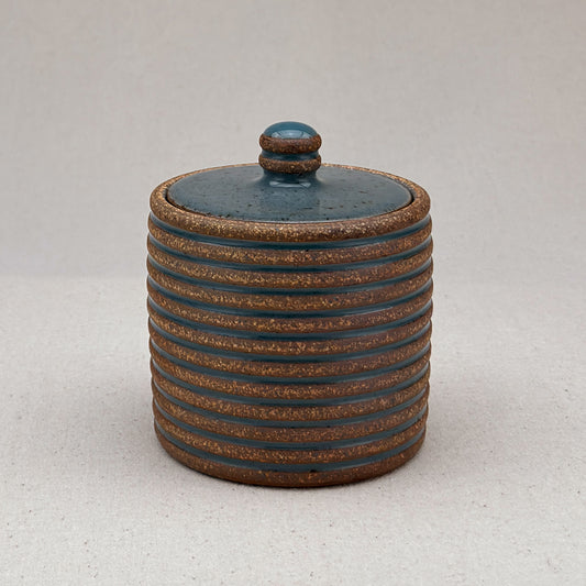Small Blue Stripe Lidded Jar
