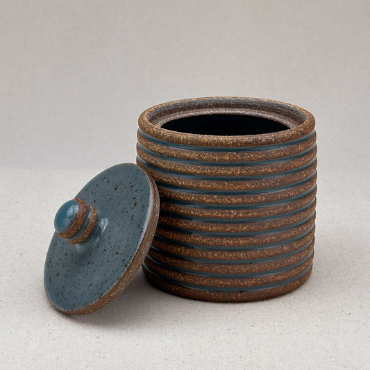 Small Blue Stripe Lidded Jar