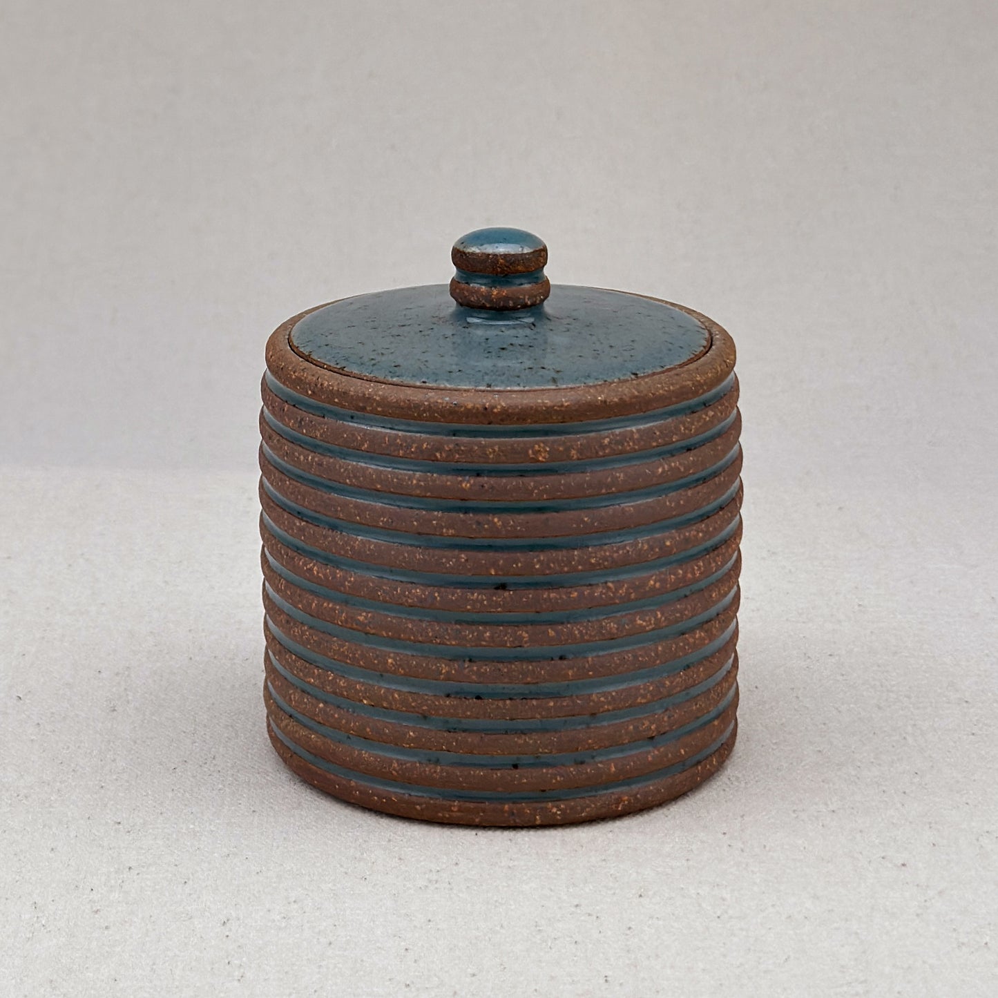Small Blue Stripe Lidded Jar