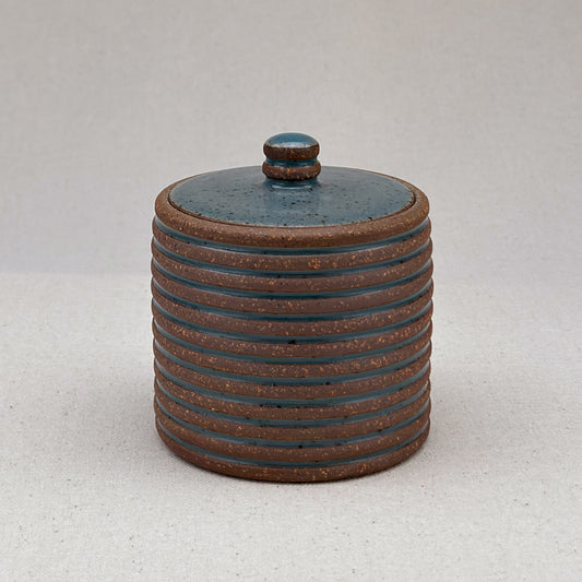 Small Blue Stripe Lidded Jar