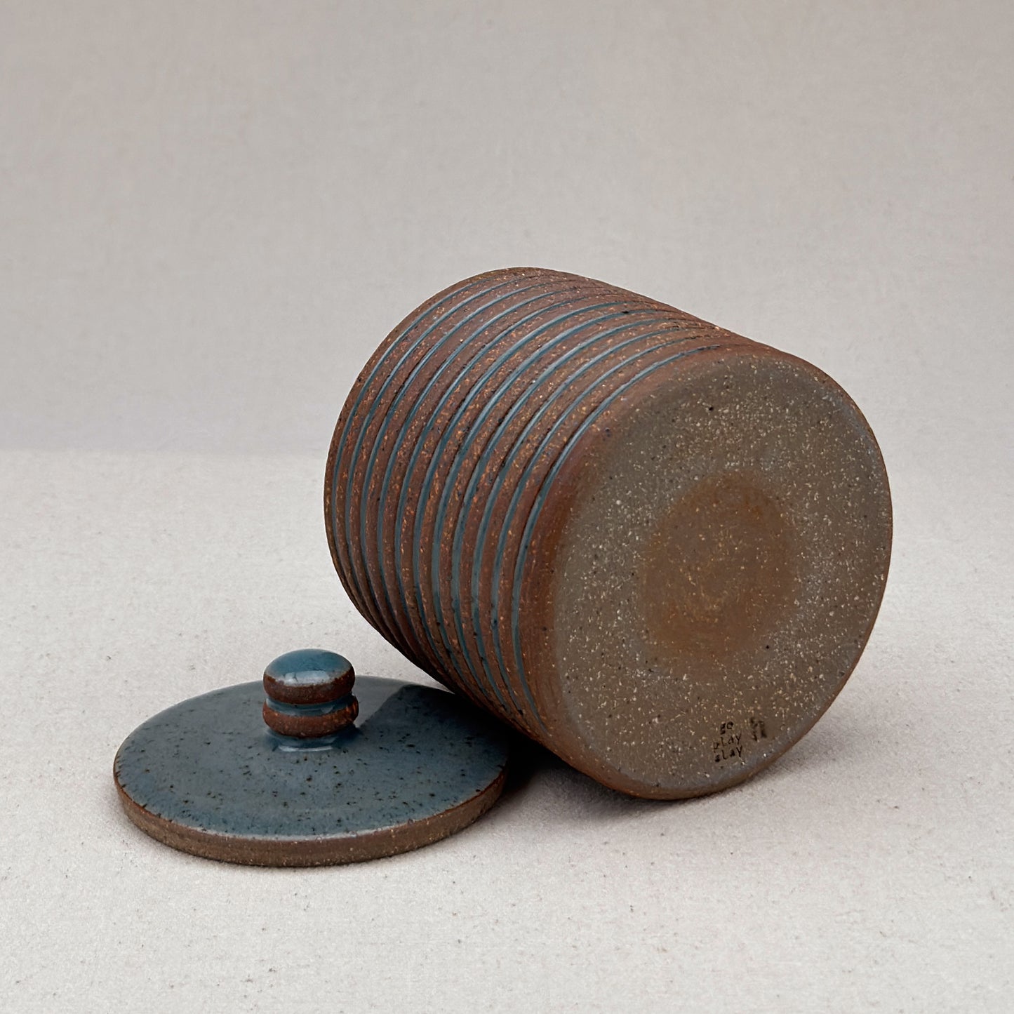 Small Blue Stripe Lidded Jar