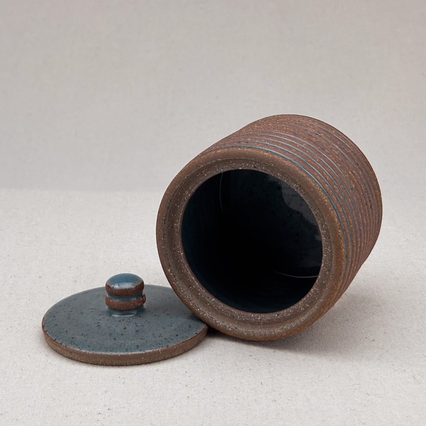 Small Blue Stripe Lidded Jar