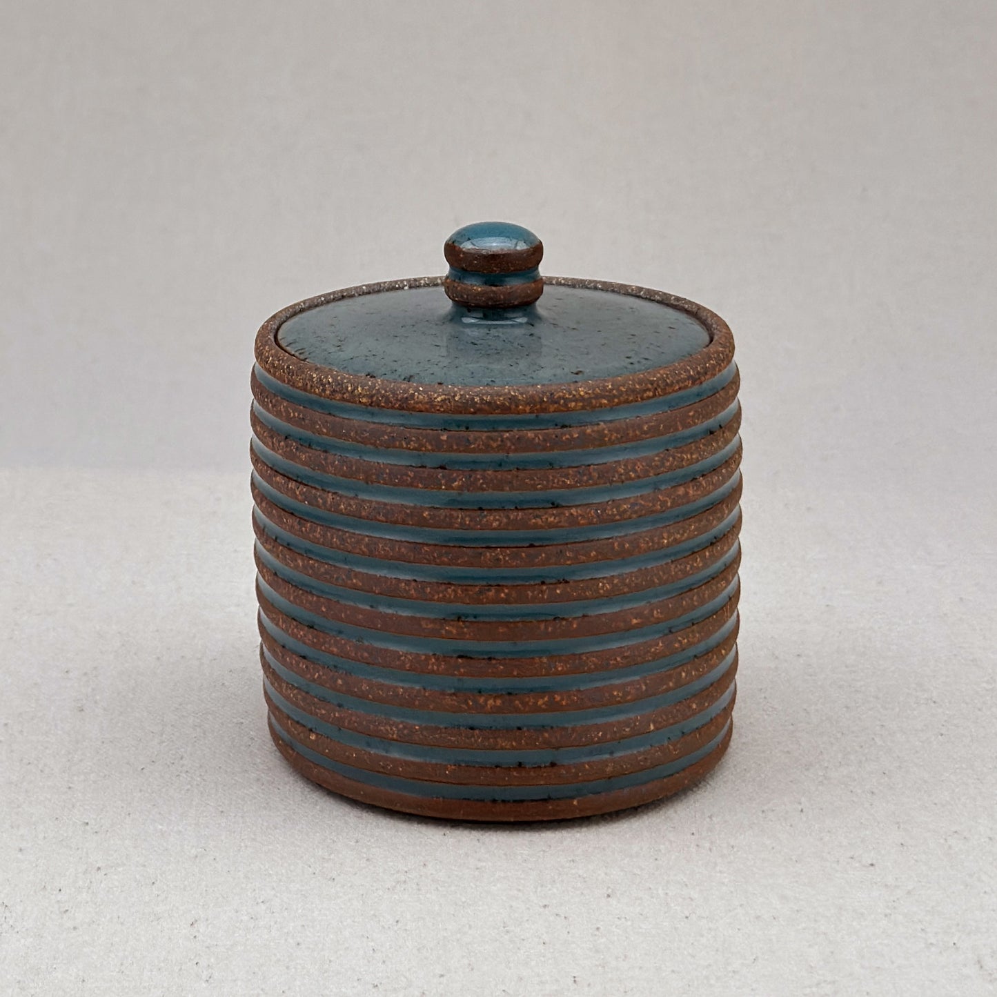 Small Blue Stripe Lidded Jar