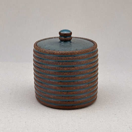 Small Blue Stripe Lidded Jar