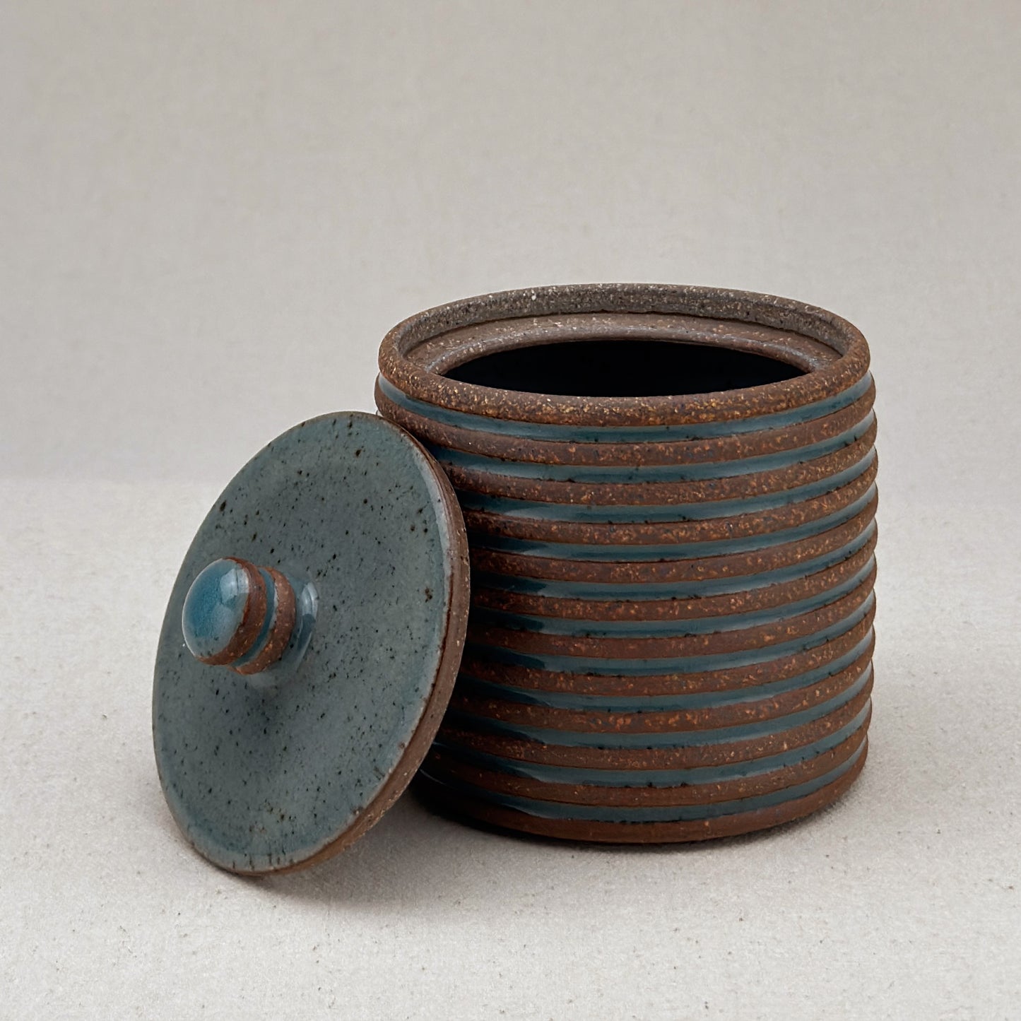 Small Blue Stripe Lidded Jar