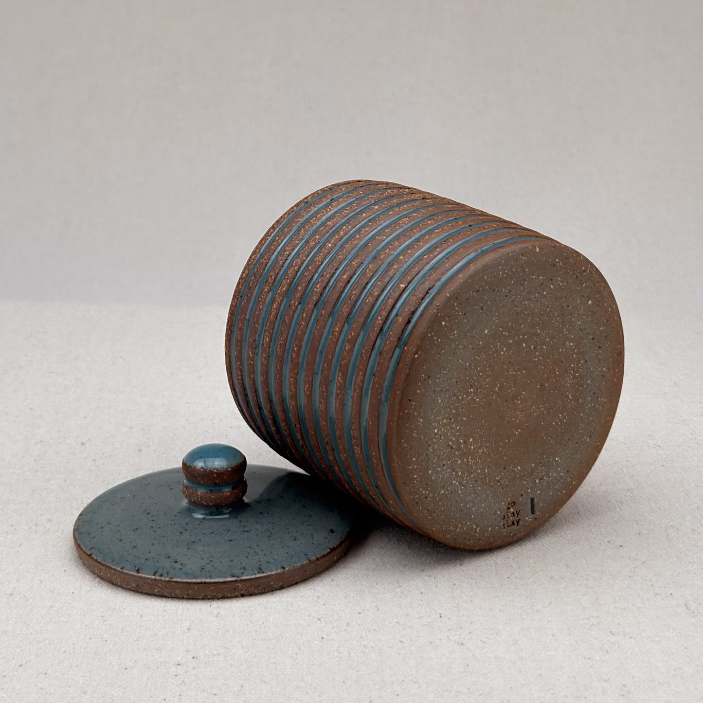 Small Blue Stripe Lidded Jar