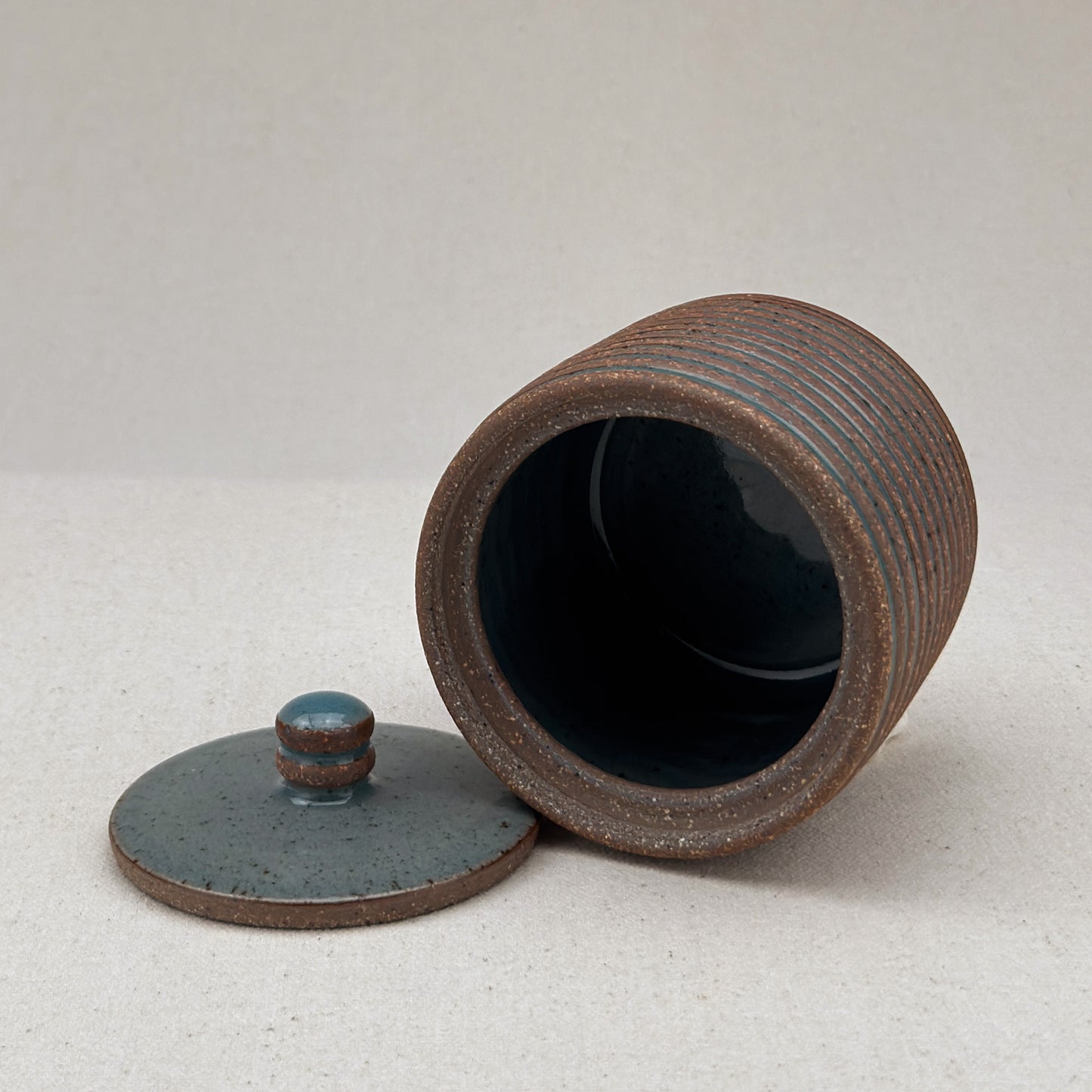 Small Blue Stripe Lidded Jar