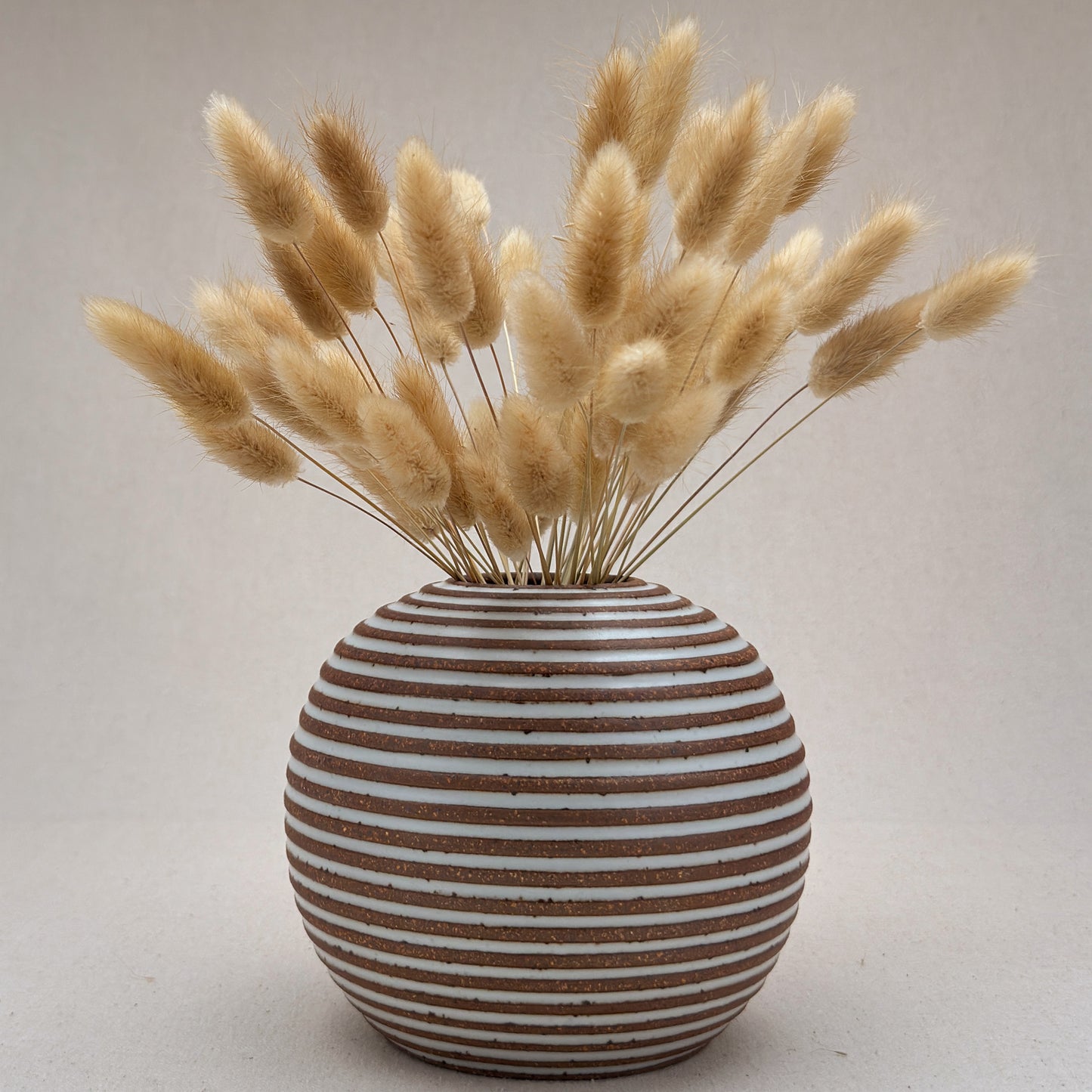 Medium White Stripe Round Vase