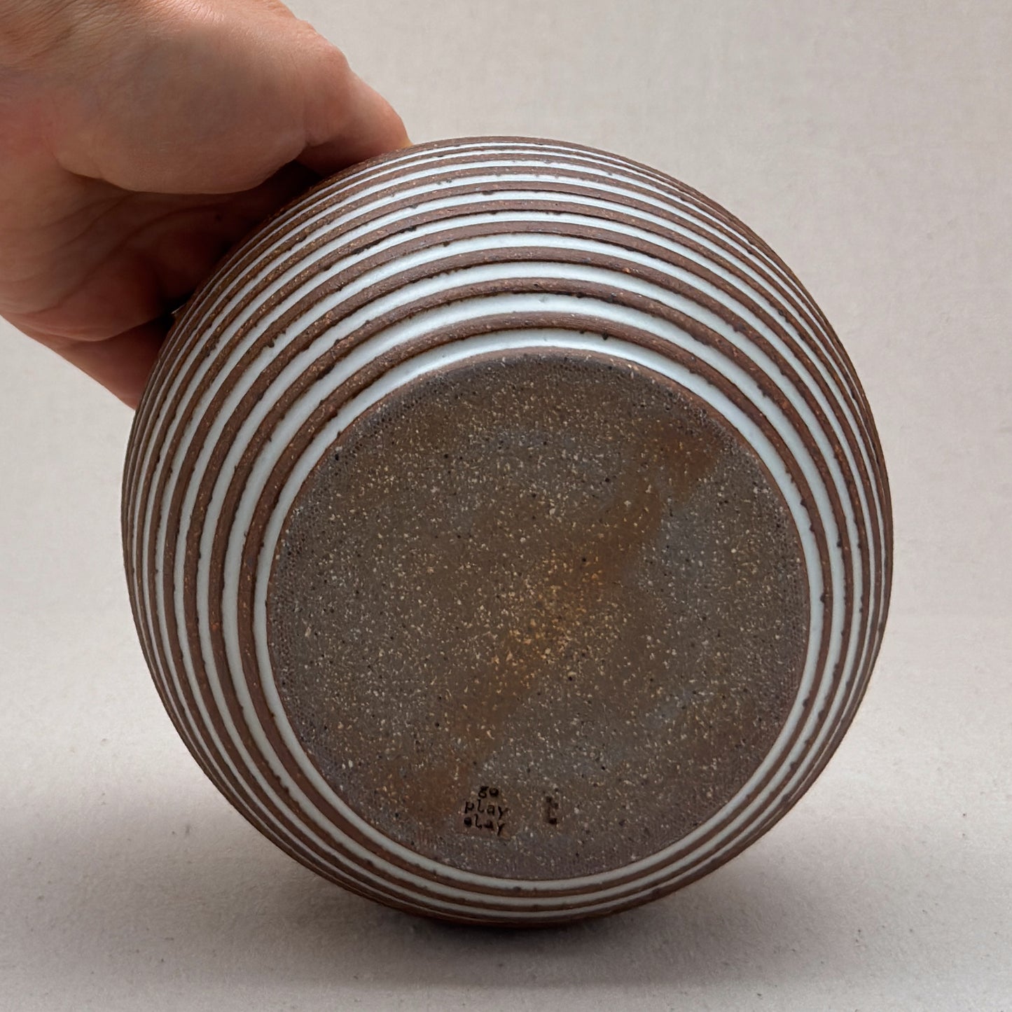 Medium White Stripe Round Vase