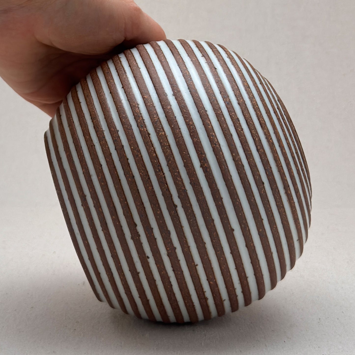 Medium White Stripe Round Vase