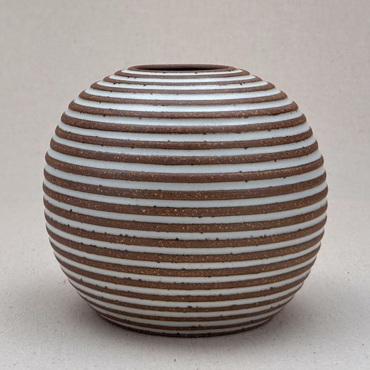 Medium White Stripe Round Vase