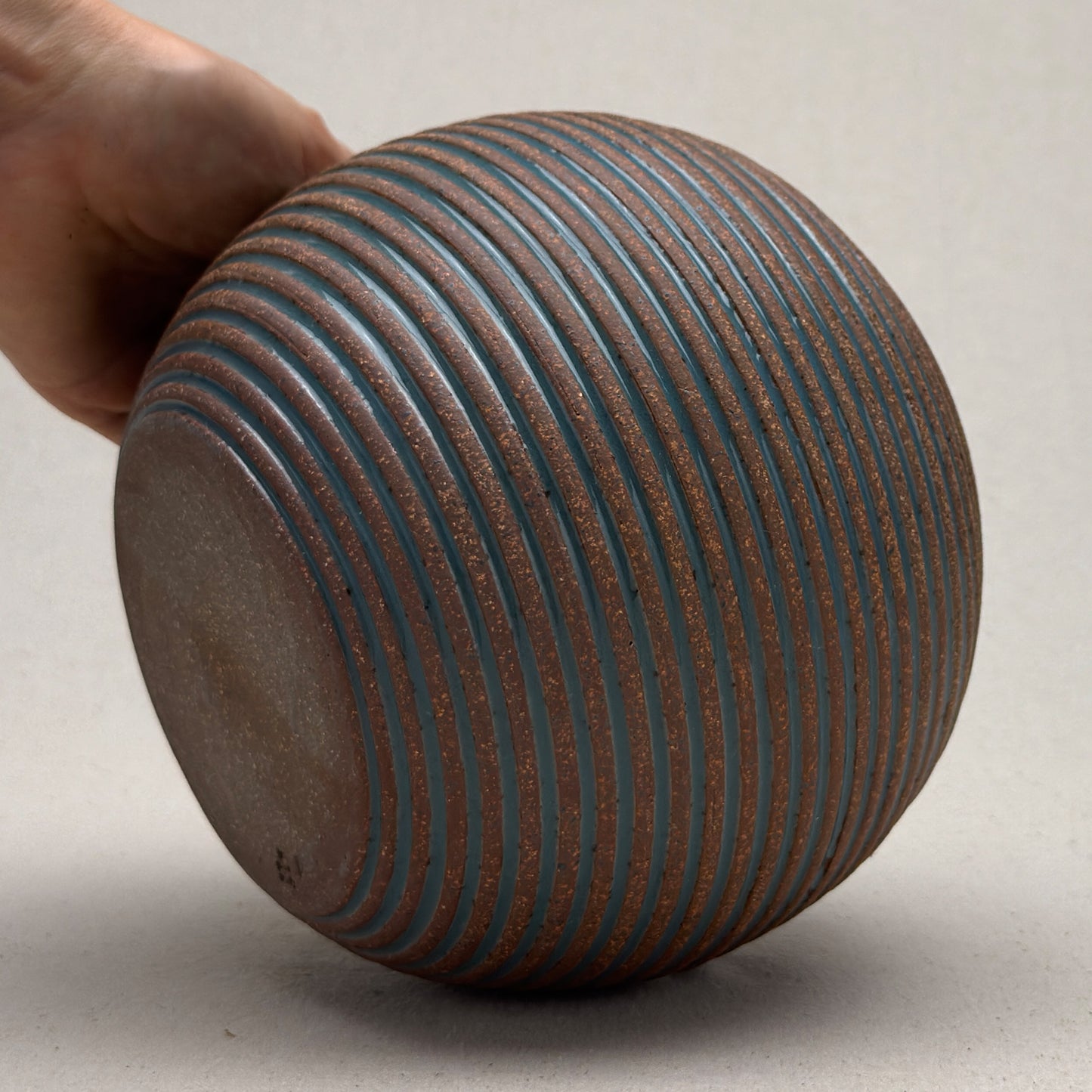 Large Blue Stripe Round Vase