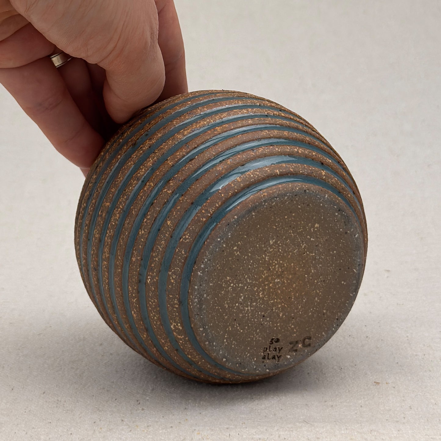 Small Blue Stripe Round Vase