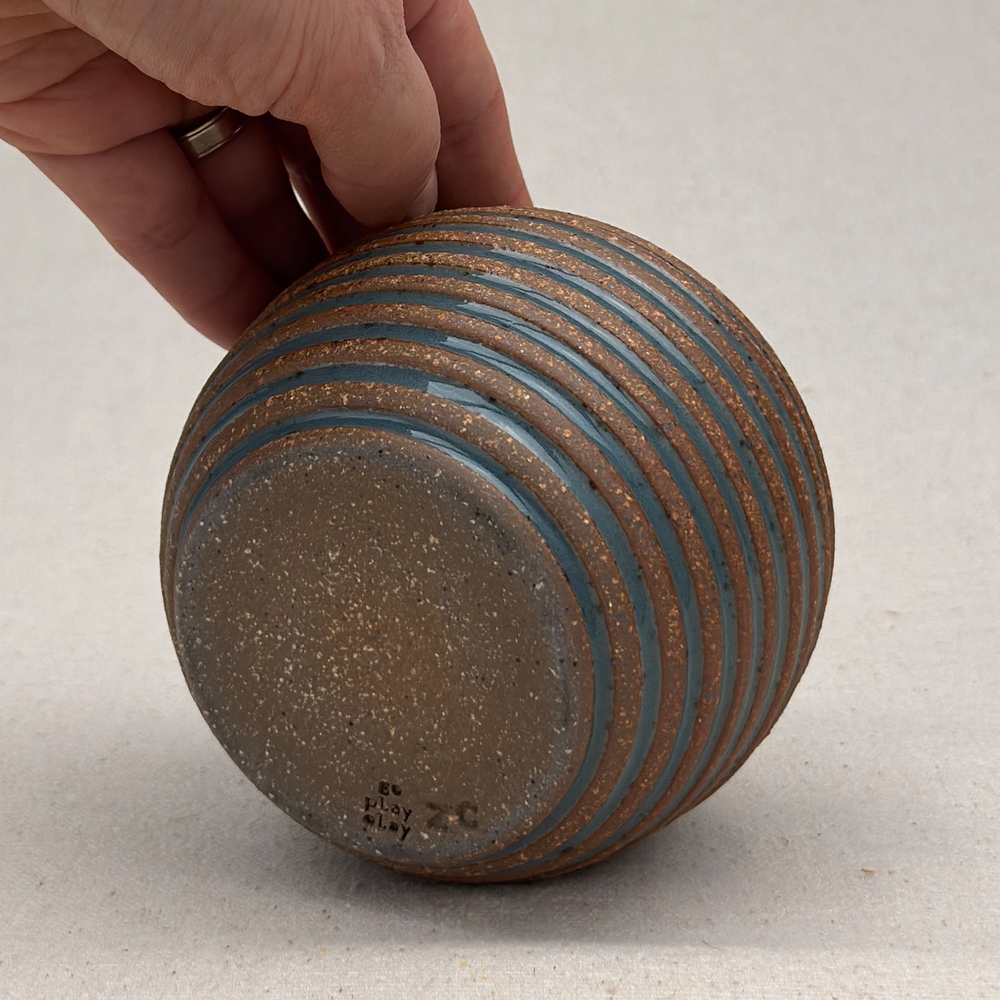 Small Blue Stripe Round Vase